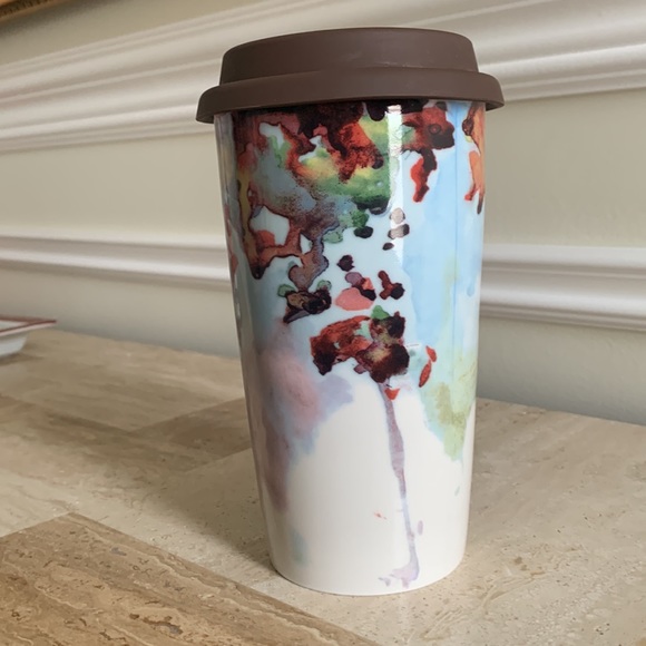 2015 Starbucks Ceramic Travel Mug 12oz World Map Sherlby Kregel Tumbler - Picture 3 of 8